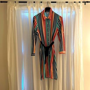 LuLaRoe Large midi striped rainbow dress